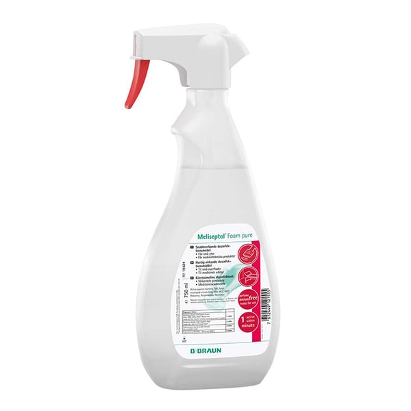 Desinfetante alcoólico Meliseptol Foam Pure: para todo o tipo de superfícies e equipas médicas, eficaz em um minuto (750 ml)